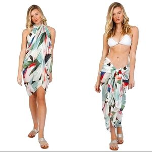 NWT Pool To Party Subtle Luxury Birds Of Paradise Cover Up Sarong Beach Wrap OS